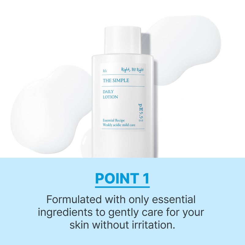 SCINIC The Simple Daily Lotion | Vegan Face Lotion for Sensitive and Irritated Skin | pH-Balanced Moisture Lotion with Madecassoside & Aloe Vera Leaf Juice | Korean Skin Care (4.9 fl.oz) - Image 4